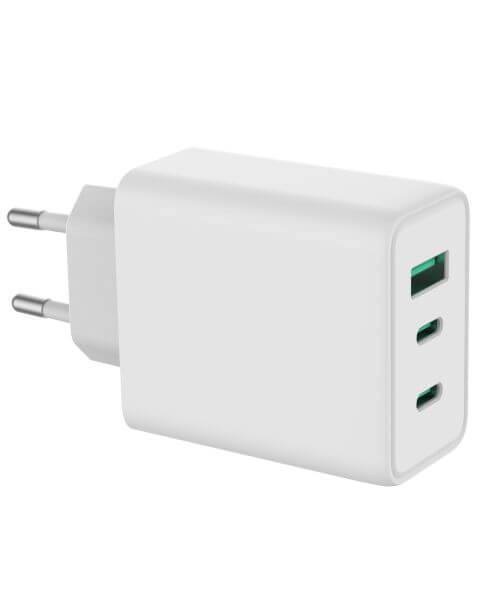 Accezz Power Pro GaN Ultra Fast Wall Charger - Oplader 2x USB-C & USB aansluiting - Snellader - Power Delivery - 65W - Wit / Weiß / White