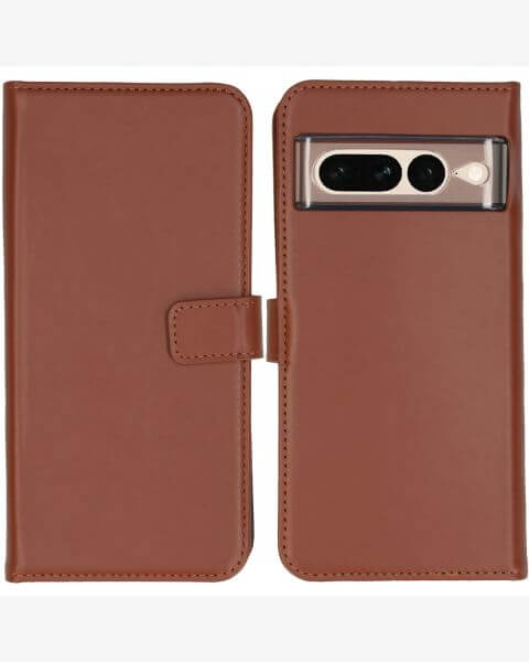 Selencia Echt Lederen Bookcase Google Pixel 7 Pro - Lichtbruin / Hellbraun  / Light Brown