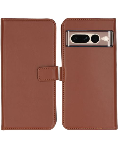 Selencia Echt Lederen Bookcase Google Pixel 7 Pro - Lichtbruin / Hellbraun  / Light Brown