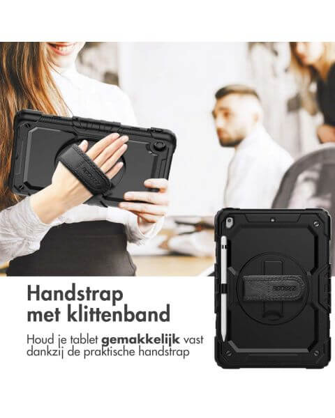 Accezz Rugged Backcover met schouderstrap iPad 10.2 (2019 / 2020 / 2021) - Zwart / Schwarz / Black