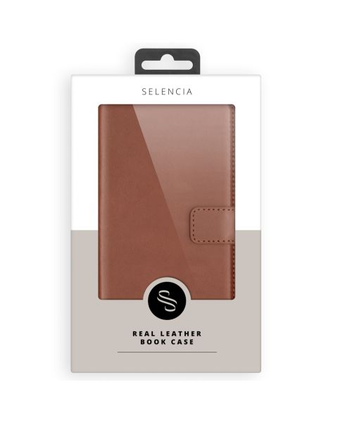 Selencia Echt Lederen Bookcase iPhone 15 - Lichtbruin / Hellbraun  / Light Brown