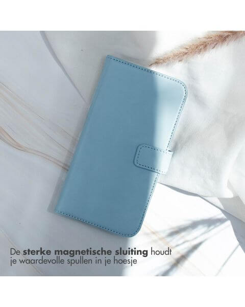 Selencia Echt Lederen Bookcase iPhone 15 Pro - Air Blue