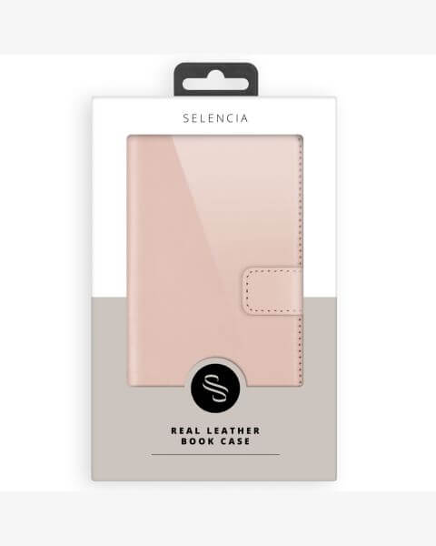 Selencia Echt Lederen Bookcase iPhone 15 Plus - Dusty Pink