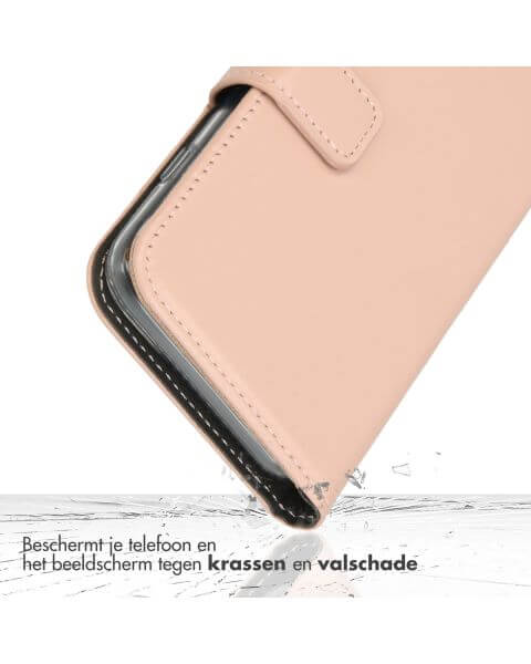 Selencia Echt Lederen Bookcase iPhone 15 Pro Max - Dusty Pink