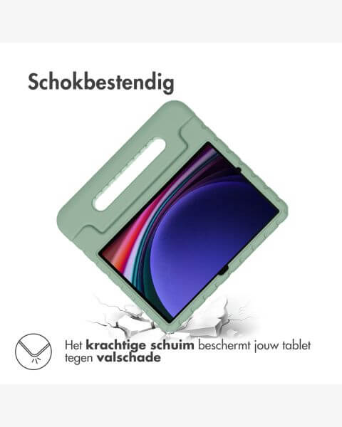 Accezz Kidsproof Backcover met handvat Samsung Galaxy Tab S9 / Tab S9 FE - Olijfgroen / Grün  / Green