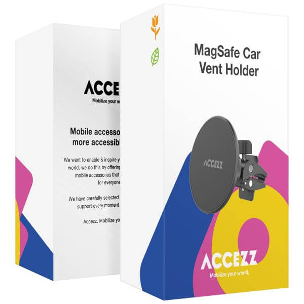Accezz Telefoonhouder auto - MagSafe - Inclusief Magnetische Cirkel - Ventilatierooster - Zwart / Schwarz / Black