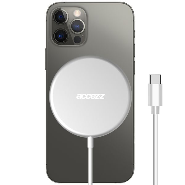Accezz MagSafe Wireless Charger - MagSafe oplader met USB-C aansluiting - 15 Watt - Zilver / Silber   / Silver