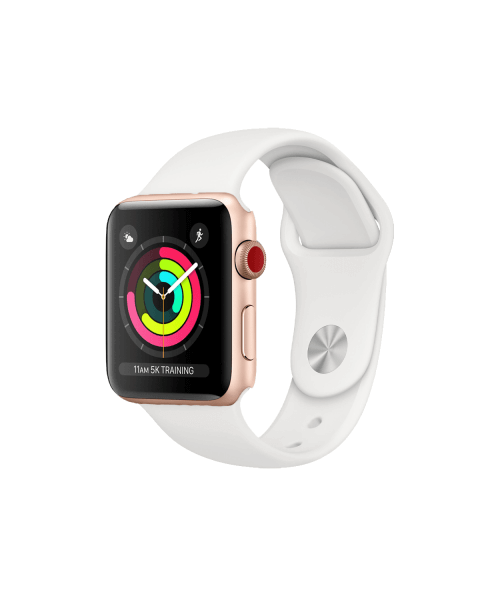 Refurbished Apple Watch Series 3 | 42mm | Aluminum Case Gold | White Sport Band | GPS | WiFi + 4G