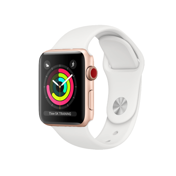 Refurbished Apple Watch Series 3 | 42mm | Aluminum Case Gold | White Sport Band | GPS | WiFi + 4G