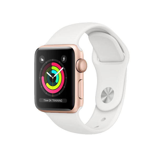 Refurbished Apple Watch Series 3 | 38mm | Aluminum Case Gold | White Sport Band | GPS | WiFi