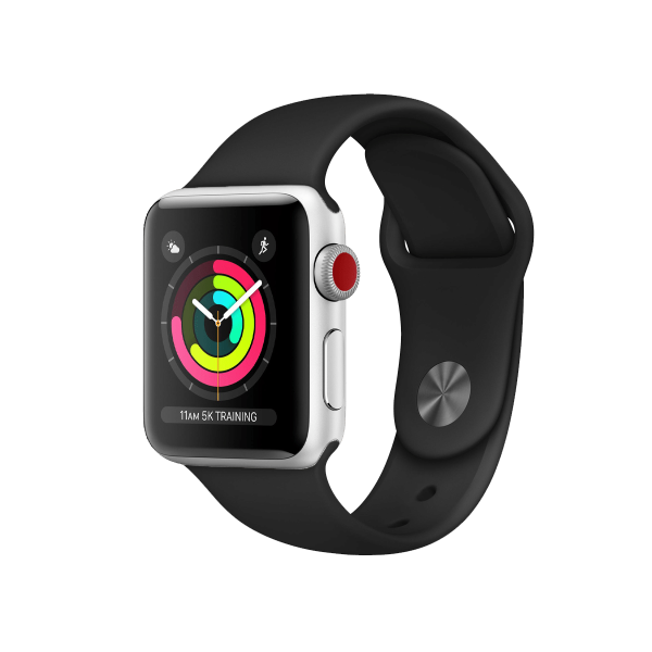 Refurbished Apple Watch Series 3 | 42mm | Aluminum Case Silver | Black Sport Band | GPS | WiFi + 4G