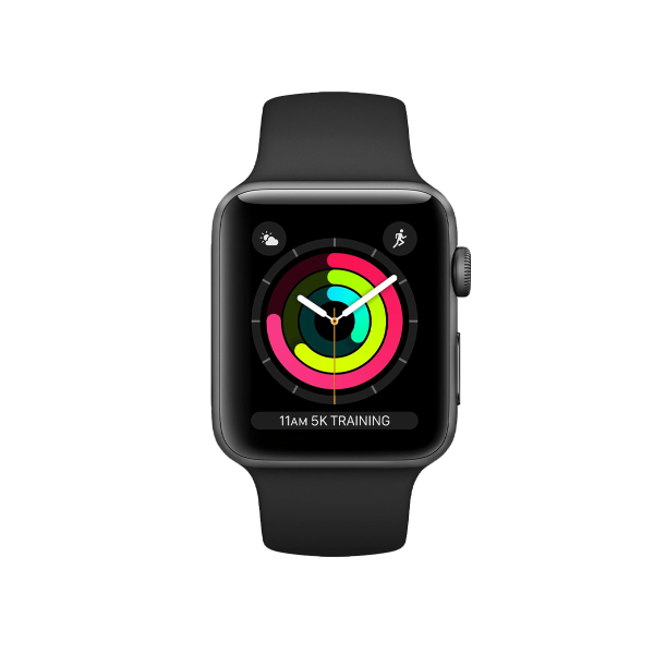 Refurbished Apple Watch Series 3 | 42mm | Aluminum Case Space Gray | Black Sport Band | GPS | WiFi