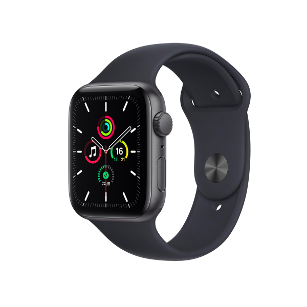 Refurbished Apple Watch Series SE | 44mm | Aluminum Case Space Gray | Black Sport Band | GPS | WiFi
