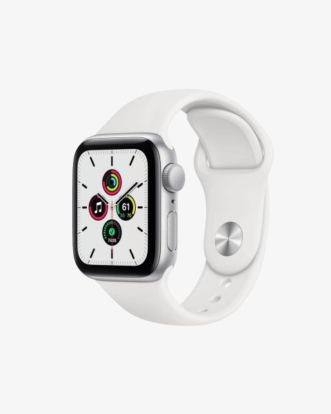 Refurbished Apple Watch Series SE | 40mm | Aluminum Case Silver | White Sport Band | GPS | WiFi + 4G