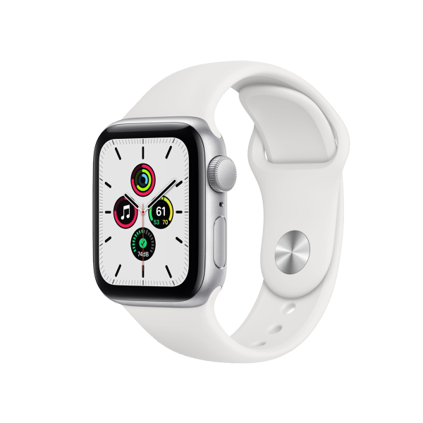 Refurbished Apple Watch Series SE | 40mm | Aluminum Case Silver | White Sport Band | GPS | WiFi + 4G