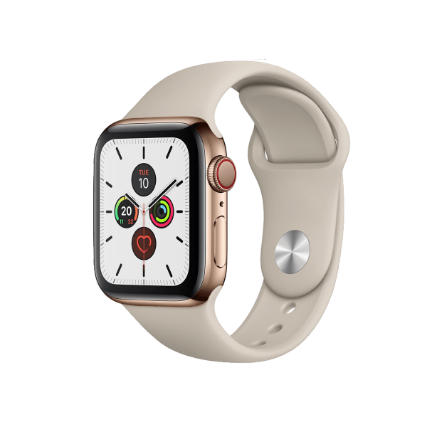 Refurbished Apple Watch Series 5 | 44mm | Stainless Steel Case Gold | Stone sports band | GPS | WiFi + 4G