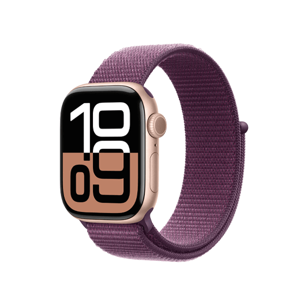 Refurbished Apple Watch Series 10 | 42mm | Aluminum Case Rose Gold | Purple sport loop | GPS | WiFi