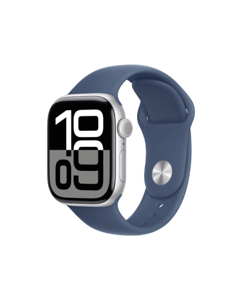 Refurbished Apple Watch Series 10 | 42mm | Aluminum Case Silver | S/M Blue Sport Band | GPS | WiFi