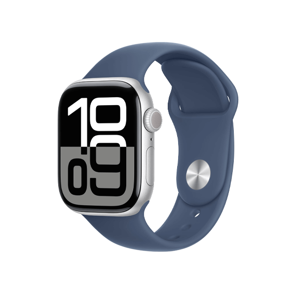 Refurbished Apple Watch Series 10 | 42mm | Aluminum Case Silver | S/M Blue Sport Band | GPS | WiFi