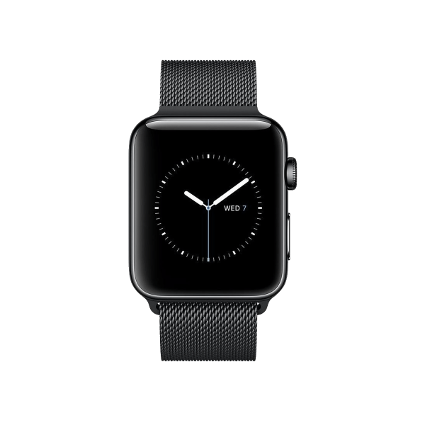 Refurbished Apple Watch Series 2 42mm Stainless Steel Case Black Black Sport Band GPS WiFi Refurbished.store
