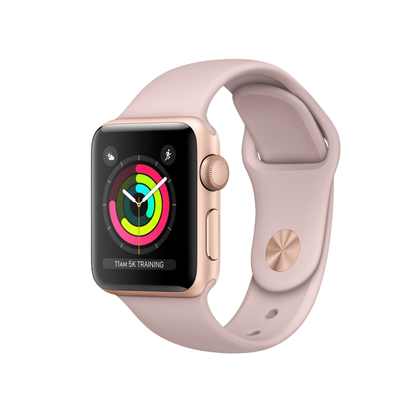 Refurbished Apple Watch Series 3 | 38mm | Aluminum Case Gold | Pink Sport Band | GPS | WiFi + 4G