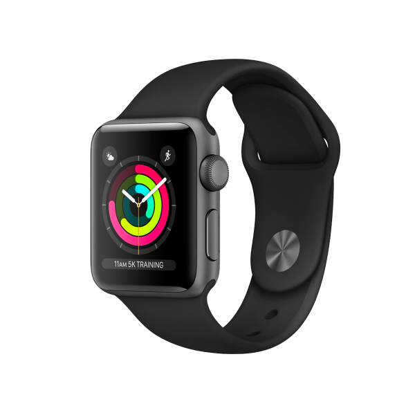 Refurbished Apple Watch Series 3 | 38mm | Aluminum Case Space Gray | Black Sport Band | GPS | WiFi