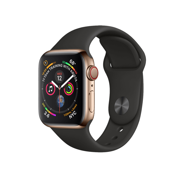 Refurbished Apple Watch Series 4 | 40mm | Stainless Steel Case Gold | Black Sport Band | GPS | WiFi + 4G