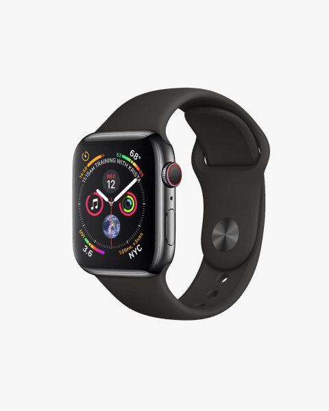 Refurbished Apple Watch Series 4 | 40mm | Stainless Steel Case Black | Black Sport Band | GPS | WiFi + 4G