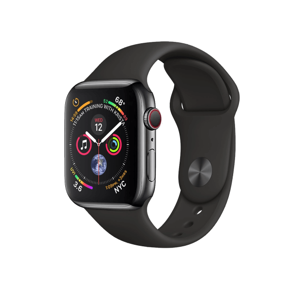 Refurbished Apple Watch Series 4 | 40mm | Stainless Steel Case Black | Black Sport Band | GPS | WiFi + 4G