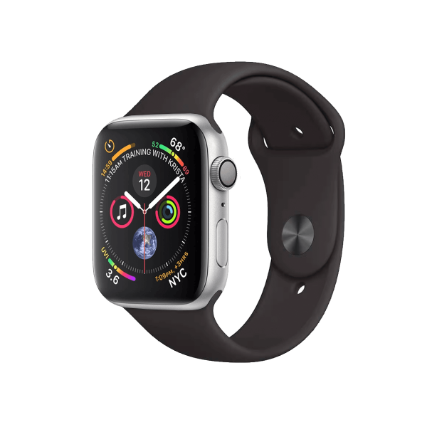 Refurbished Apple Watch Series 4 | 44mm | Aluminum Case Silver | Black Sport Band | GPS | WiFi