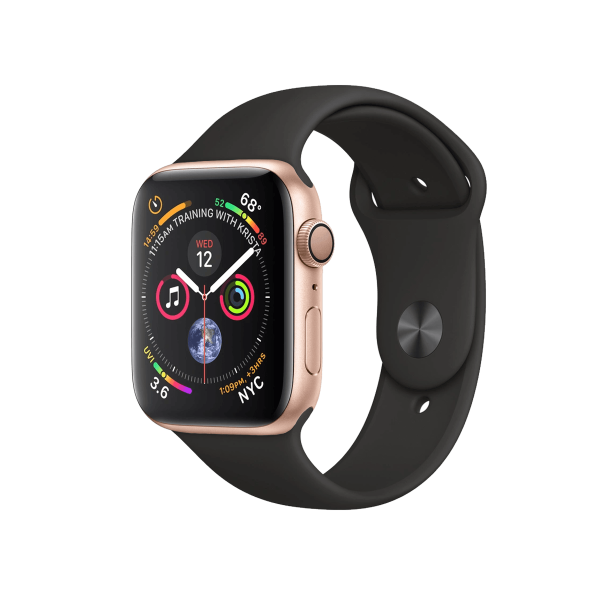 Refurbished Apple Watch Series 4 | 44mm | Aluminum Case Gold | Black Sport Band | GPS | WiFi