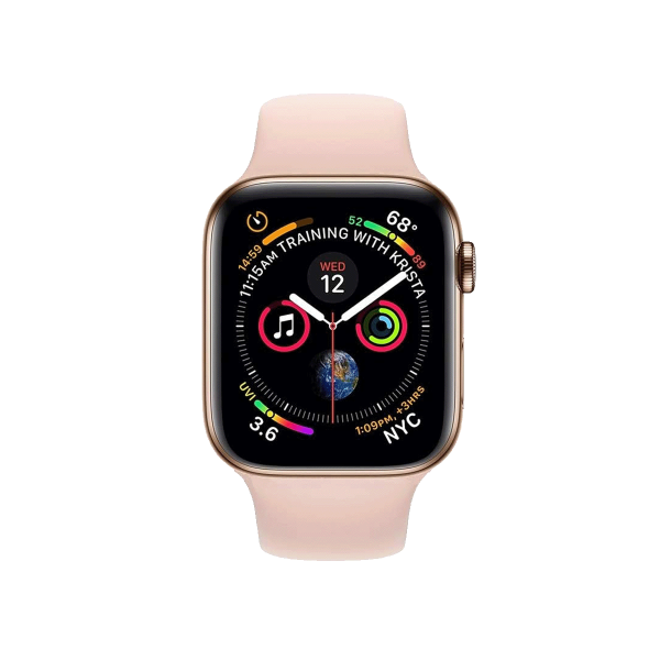 Refurbished Apple Watch Series 4 | 44mm | Stainless Steel Case Gold | Pink Sport Band | GPS | WiFi + 4G
