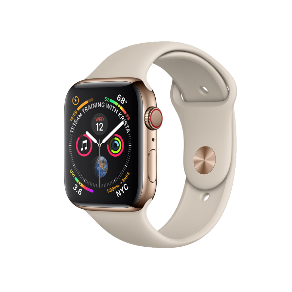 Refurbished Apple Watch Series 4 | 44mm | Stainless Steel Case Gold | Stone sports band | GPS | WiFi + 4G