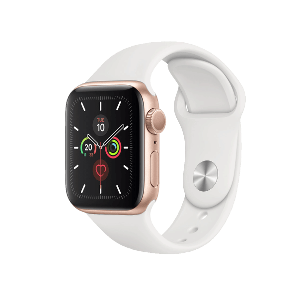 Refurbished Apple Watch Series 5 | 40mm | Aluminum Case Gold | White Sport Band | GPS | WiFi + 4G
