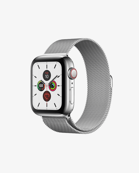Refurbished Apple Watch Series 5 | 40mm | Stainless Steel Case Silver | Silver Milanese Strap | GPS | WiFi + 4G
