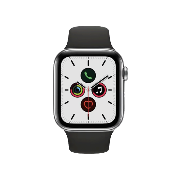 Refurbished Apple Watch Series 5 | 40mm | Titanium Case Silver | Black Sport band | GPS | WiFi + 4G