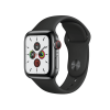 Refurbished Apple Watch Series 5 | 44mm | Titanium Case Space Gray | Black Sport band | GPS | WiFi + 4G
