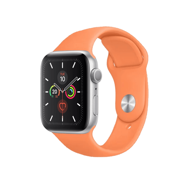 Refurbished Apple Watch Series 5 | 44mm | Aluminum Case Silver | Papaya Sports Band | GPS | WiFi + 4G