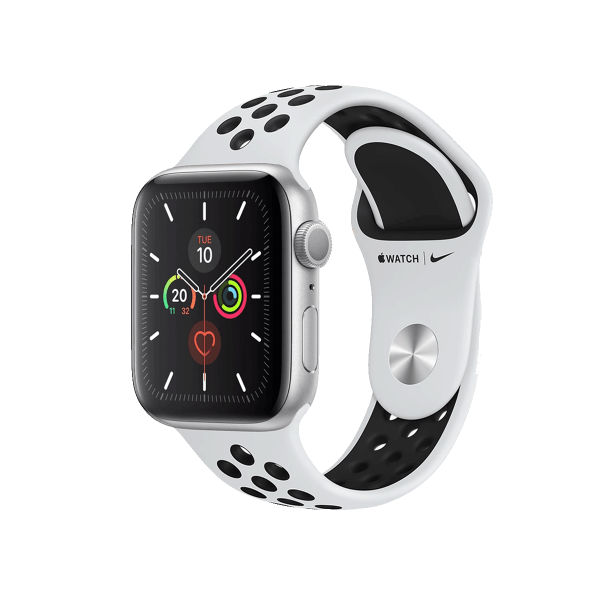Refurbished Apple Watch Series 5 | 44mm | Aluminum Case Silver | White/Black Nike Sport Band | GPS | WiFi + 4G