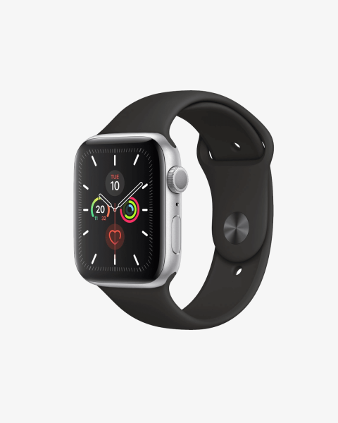 Refurbished Apple Watch Series 5 | 44mm | Aluminum Case Silver | Black Sport Band | GPS | WiFi + 4G