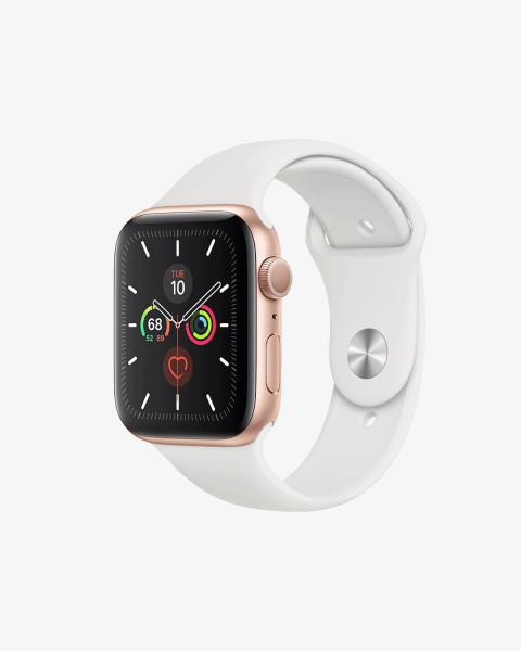 Refurbished Apple Watch Series 5 | 44mm | Aluminium Case Gold | White Sport Band | GPS | WiFi + 4G