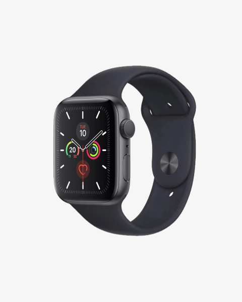 Refurbished Apple Watch Series 5 | 44mm | Aluminum Case Space Gray | Midnight Blue Sport Band | GPS | WiFi + 4G