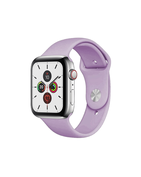 Refurbished Apple Watch Series 5 | 44mm | Stainless Steel Case Silver | Purple Sport Band | GPS | WiFi + 4G