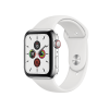 Refurbished Apple Watch Series 5 | 44mm | Stainless Steel Case Silver | White Sport Band | GPS | WiFi + 4G