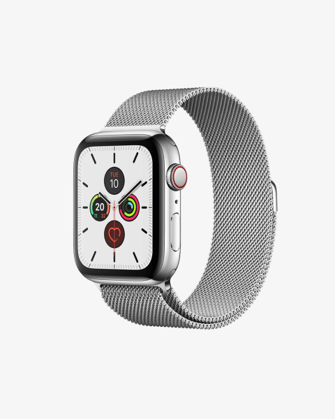 Refurbished Apple Watch Series 5 | 44mm | Stainless Steel Case Silver | Silver Milanese Strap | GPS | WiFi + 4G
