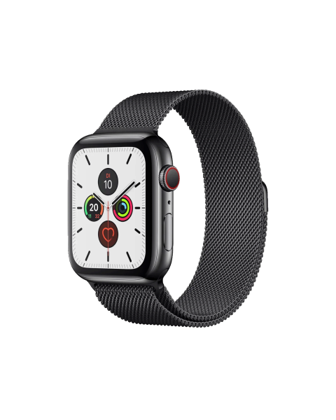 Refurbished Apple Watch Series 5 | 44mm | Stainless Steel Case Black | Black Milanese Strap | GPS | WiFi + 4G
