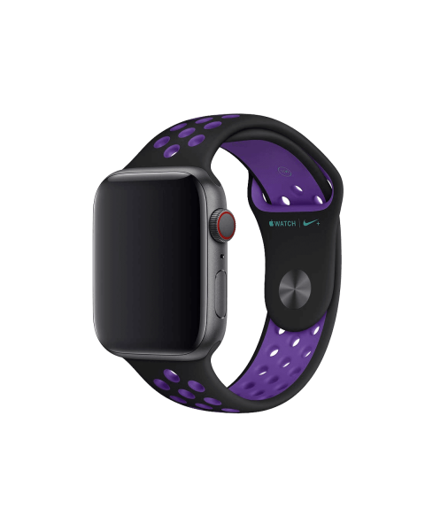 Refurbished Apple Watch Series 5 | 44mm | Stainless Steel Case Black | Black/Hyper Grape Nike Sport Band | GPS | WiFi + 4G