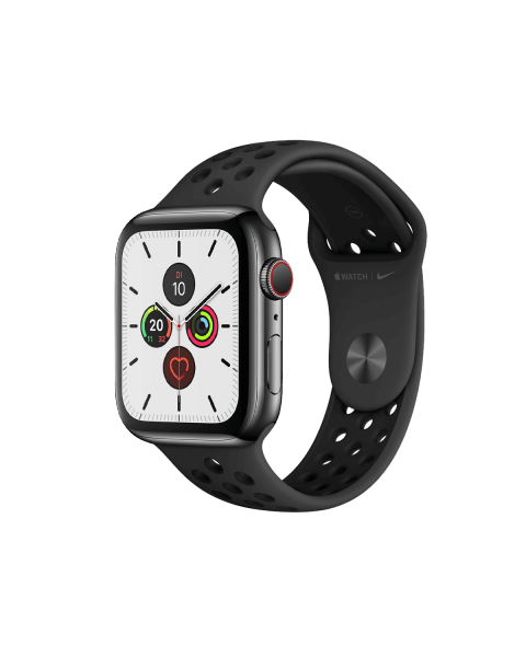 Refurbished Apple Watch Series 5 | 44mm | Stainless Steel Case Black | Black Nike Sport Band | GPS | WiFi + 4G