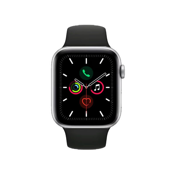 Refurbished Apple Watch Series 5 | 44mm | Titanium Case Silver | Black Sport band | GPS | WiFi + 4G