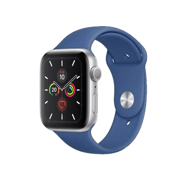 Refurbished Apple Watch Series 5 | 44mm | Aluminum Case Silver | Delft Blue Sport Band | GPS | WiFi